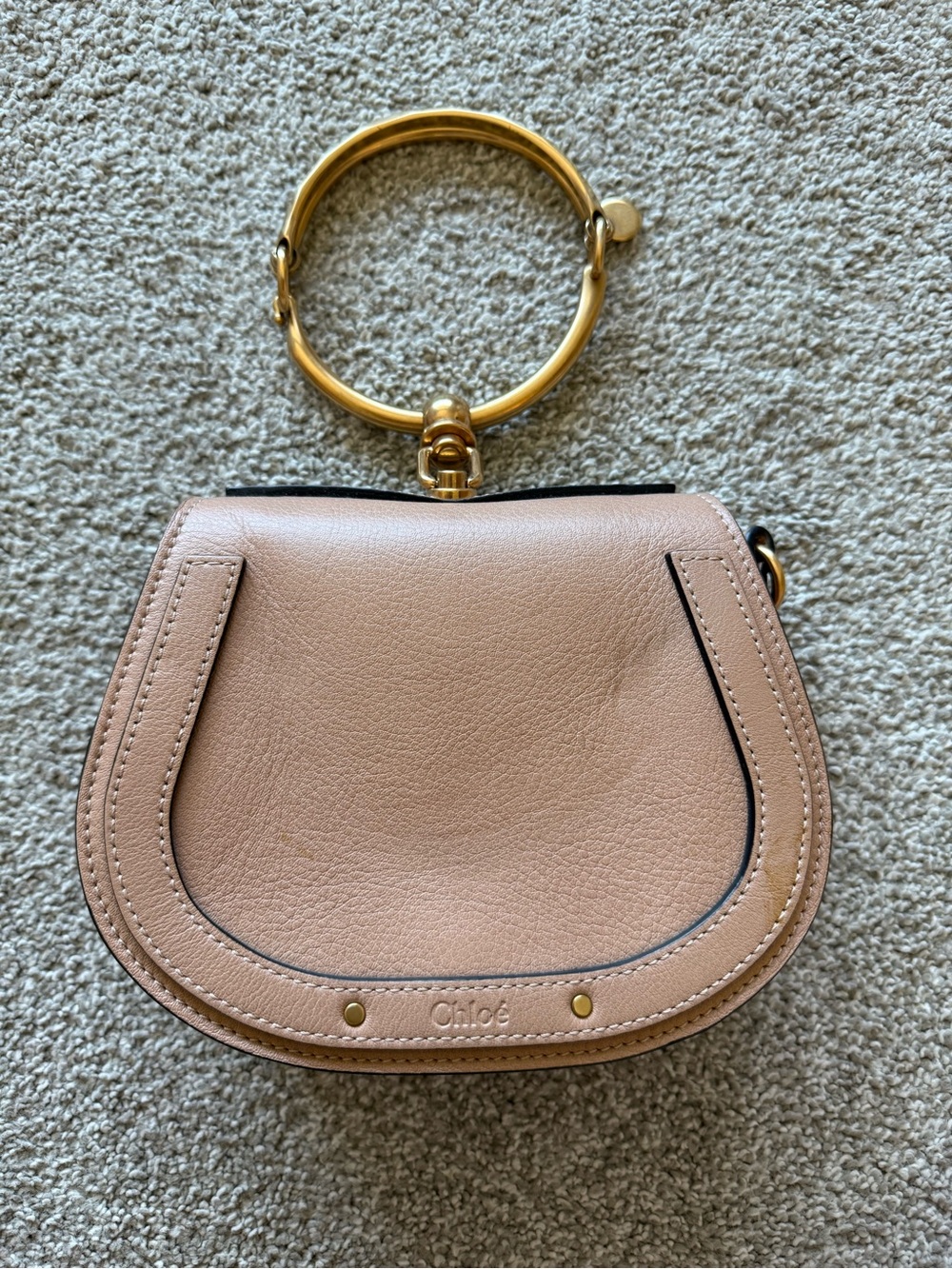 Chloé Mini Nile Bracelet Bag in Beige with Gold Hardware